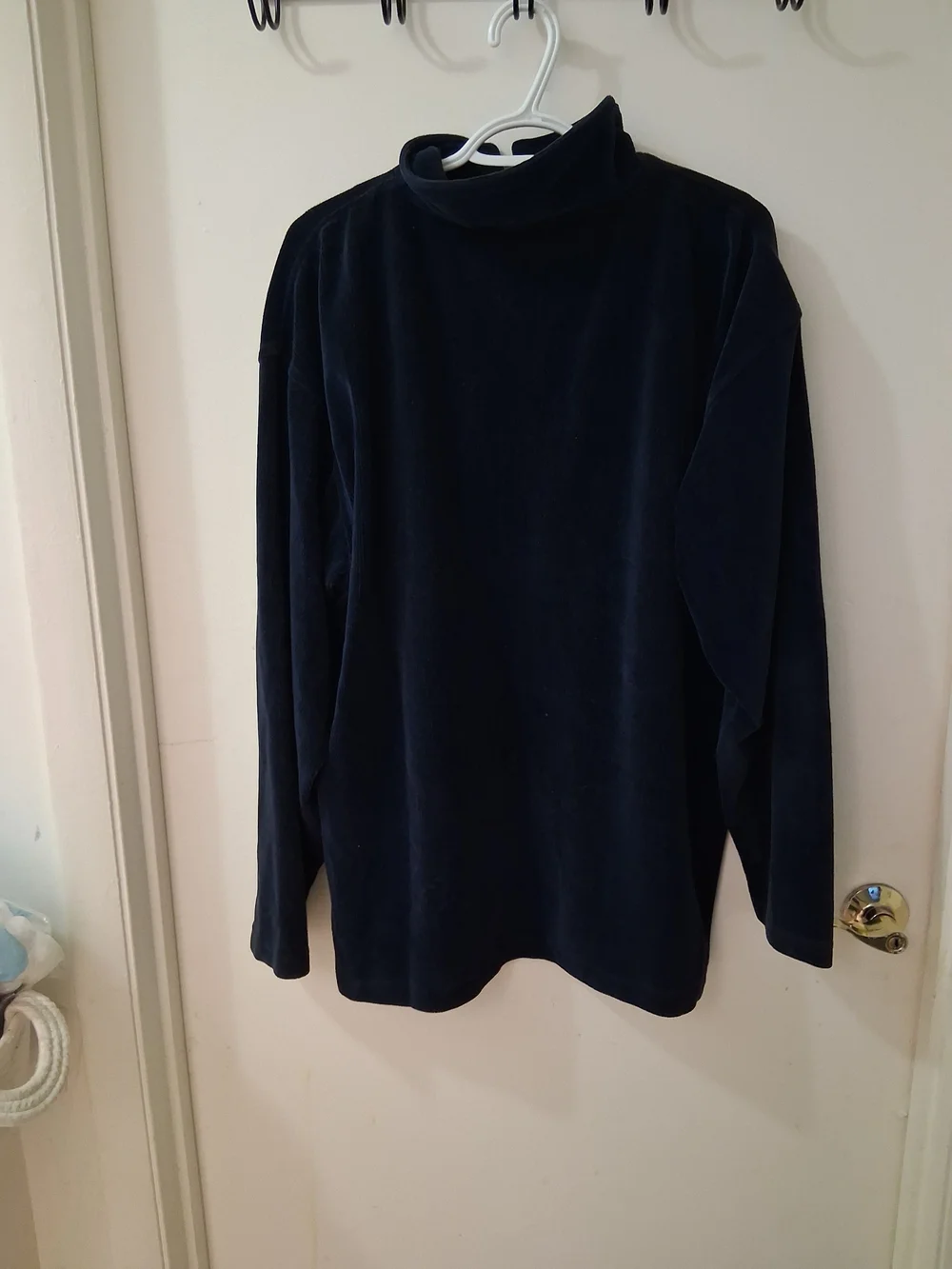Vintage Tommy Hilfiger Jacket Mens XL Blue Velour Quarter Zip Pullover 90s - Picture 3 of 5